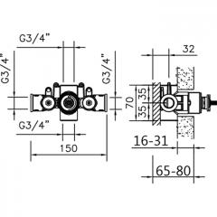 CISAL Встраиваемая часть термостатического смесителя 3/4"; без запорного вентиля