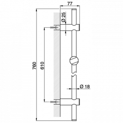 HUBER Shower Штанга душевая настенная 61 см с держателем для лейки, цвет хром