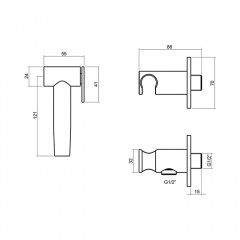 CISAL Xion Гигиенический душ со шлангом 120 см,вывод с держателем, цвет нержавеющая сталь