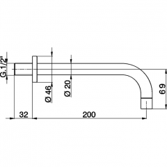 CISAL Излив настенный 200 мм для ванны, цвет хром