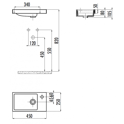 CREAVIT Раковина TP025 мебельная (25*45 см)