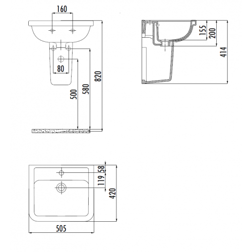CREAVIT KEY Раковина подвесная KY050