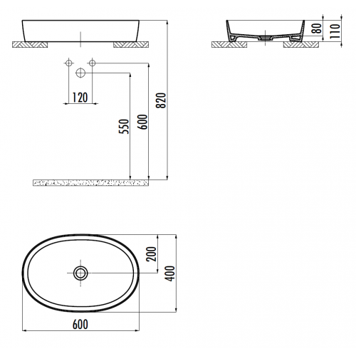 CREAVIT Раковина мебельная LP160 (60см)