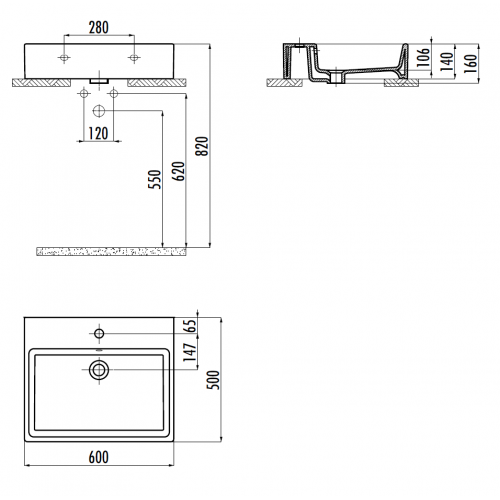CREAVIT Раковина NX260 мебельная (50*60 см)