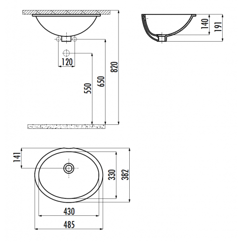 CREAVIТ Раковина TP211 мебельная (33*43)