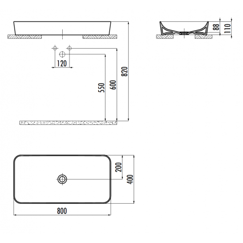 CREAVIT Раковина мебельная 80 см UL080