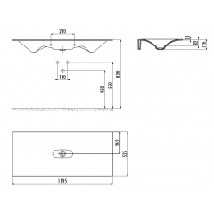 CREAVIT Раковина мебельная с отверстием (120см) DP120