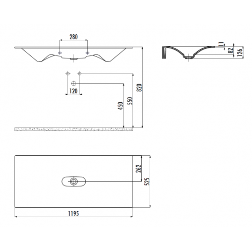 CREAVIT Раковина мебельная с отверстием (120см) DP120