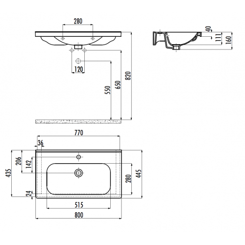 CREAVIT Раковина EK080 мебельная (45*80см)