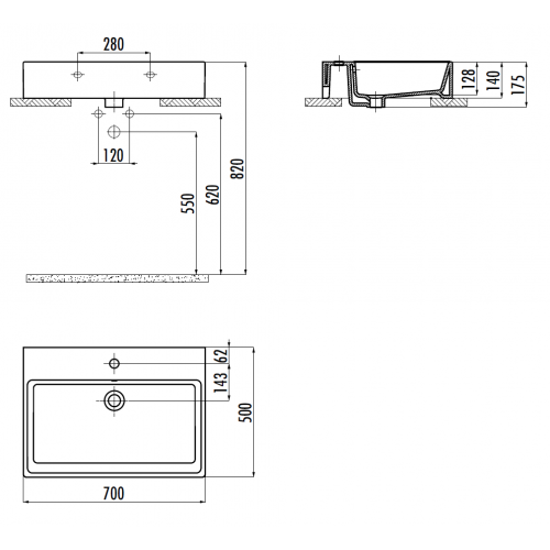 CREAVIT Раковина NX270 мебельная (50*70 см)