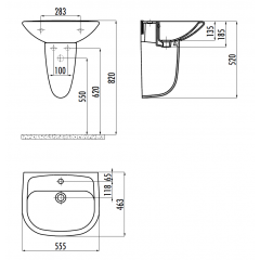 PA055-00CB00E-0000 CREAVIT PITTA Раковина 55 см PA055.00000