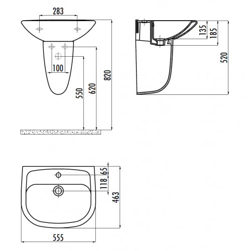 PA055-00CB00E-0000 CREAVIT PITTA Раковина 55 см PA055.00000