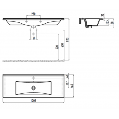 CREAVIT Раковина мебельная (46*120см) SU120