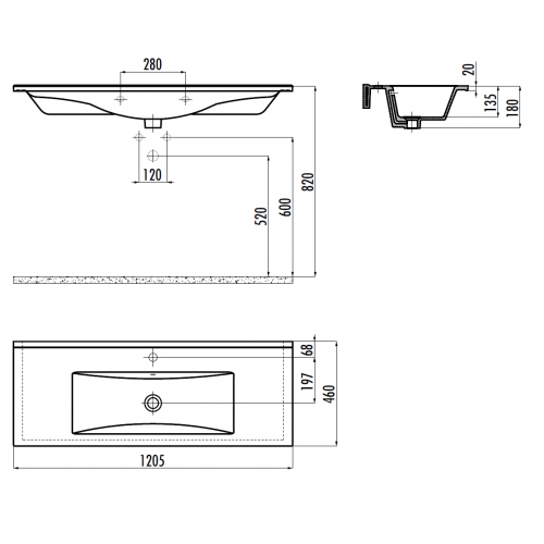 CREAVIT Раковина мебельная (46*120см) SU120