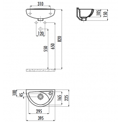 CREAVIT Раковина TP040 (23*39см)