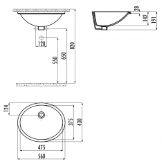 CREAVIT Раковина TP214 мебельная (37*47)