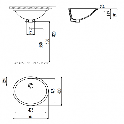CREAVIT Раковина TP214 мебельная (37*47)