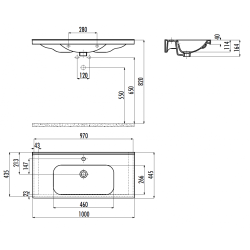 CREAVIT Раковина EK100 мебельная (45*100см)