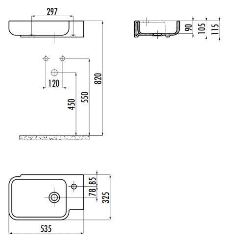 CREAVIT Раковина TP027 мебельная (33*53 см)