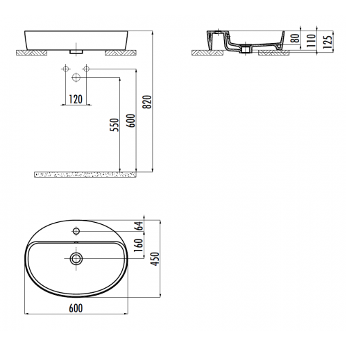 CREAVIT Раковина мебельная LP161 (60см)