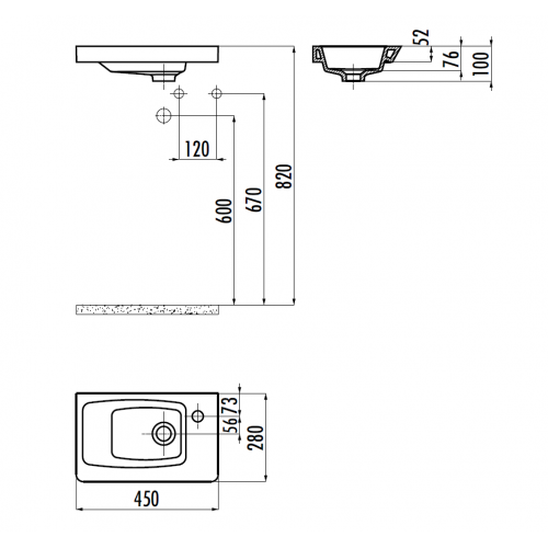 CREAVIT Раковина MY045 мебельная (45см)