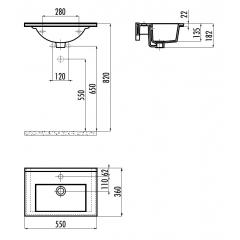 CREAVIT Раковина SU055 мебельная (36*55см)