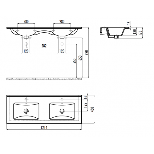 CREAVIT Раковина SU121 мебельная (46*121см)