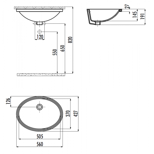 CREAVIT Раковина TP216 под столешницу (37*51) TP216