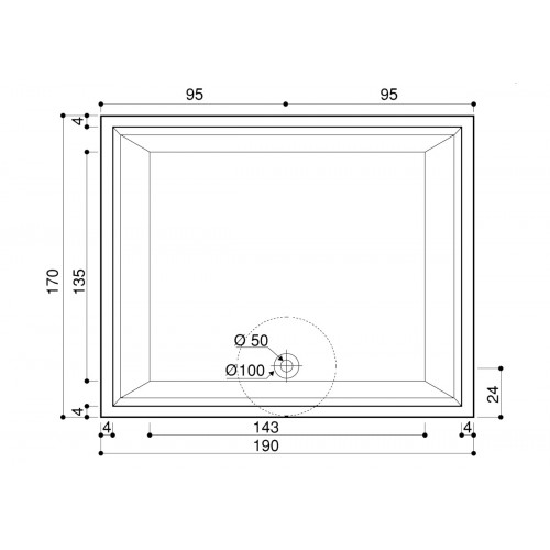 Creavit ванна на плоской ножке Iris 190x170