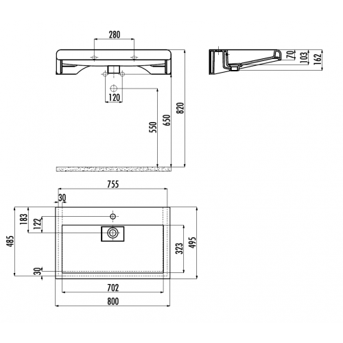 CREAVIT Раковина EP080 мебельная (80см)