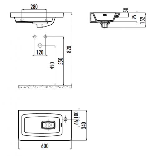 CREAVIT Раковина MY060 мебельная (60см)