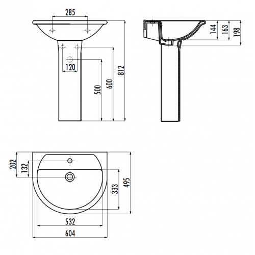 CREAVIT SELIN Раковина подвесная 60см