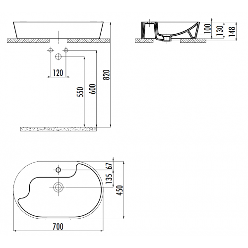 CREAVIT Раковина TP172 мебельная (45*70)