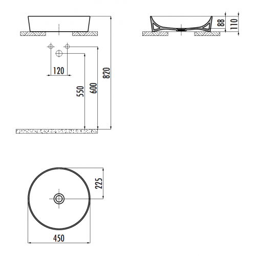 CREAVIT Раковина мебельная 45 см UL145