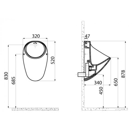 CREAVIT Писсуар с задней подачей воды TP635