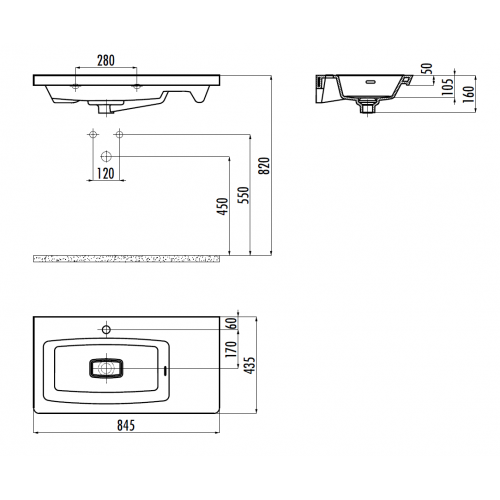 CREAVIT Раковина MY085 мебельная (85см)