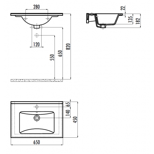 CREAVIT Раковина SU065 мебельная (45*65см)