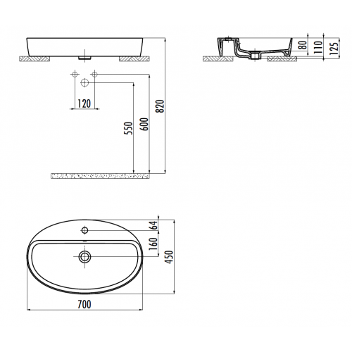 CREAVIT Раковина мебельная (70см) LP171