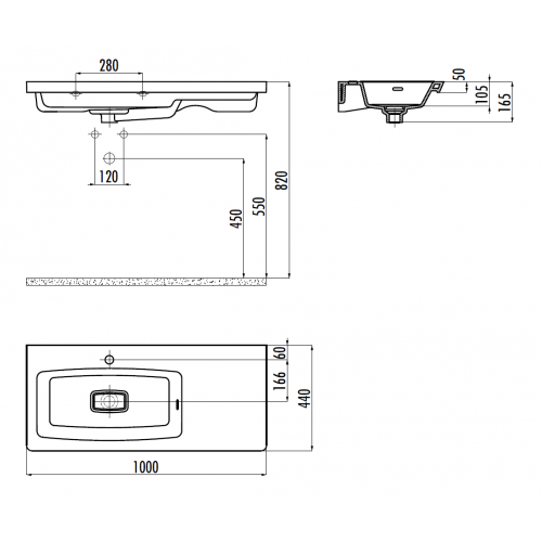 CREAVIT Раковина MY100 мебельная (100см)