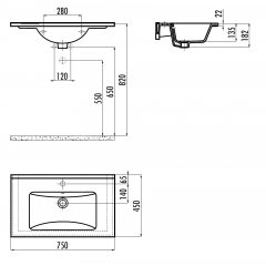 CREAVIT Раковина SU075 мебельная (45*75см)