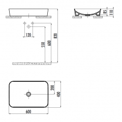 CREAVIT Раковина UL060.2 меб.(40*60 см) БАЗАЛЬТ
