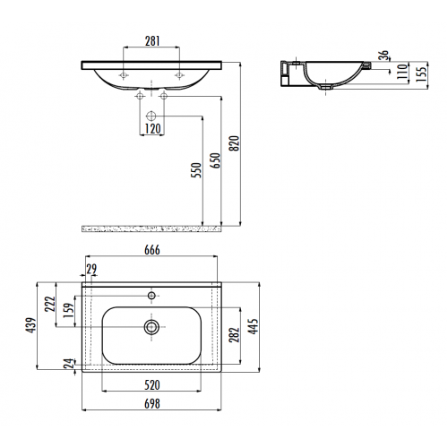CREAVIT Раковина ID070 мебельная (45*70см)