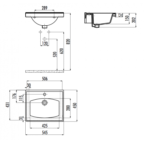 CREAVIT Раковина TF155 мебельная (45*55 см)