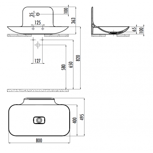 CREAVIT FOGLIA Раковина 80 см