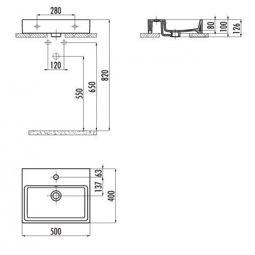 CREAVIT Раковина NX242-H меб. с креплен.(40*50 см)