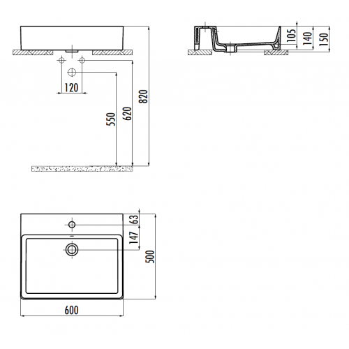 CREAVIT Раковина мебельная (50*60) VX260-00CB00E-0000