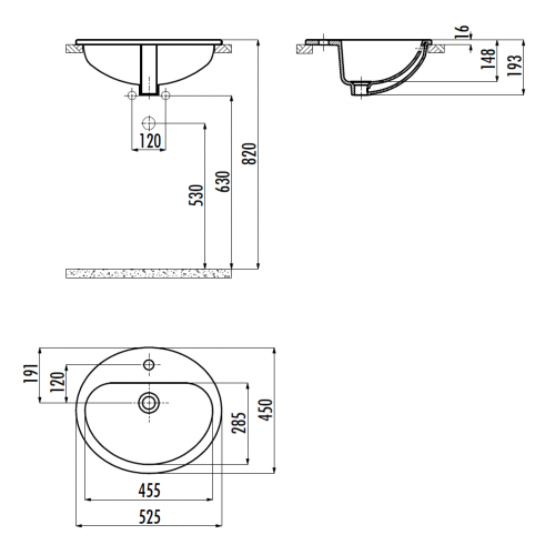 CREAVIT Раковина ТР225 мебельная (45*52)