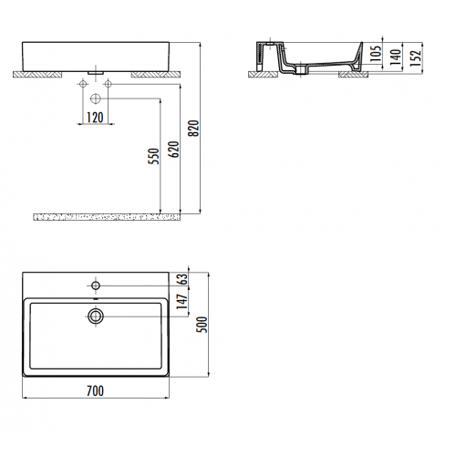 CREAVIT Раковина мебельная (50*70) VX270-00CB00E-0000