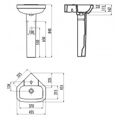 CREAVIT CORNER Раковина угловая 45*45