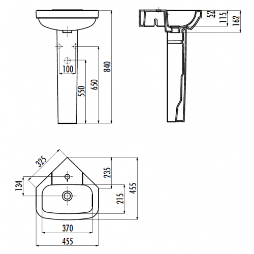 CREAVIT CORNER Раковина угловая 45*45